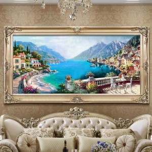 歐式客廳手繪油畫(huà)地中海風(fēng)景餐廳掛畫(huà)山水壁畫(huà)沙發(fā)背景墻畫(huà)裝飾畫(huà)